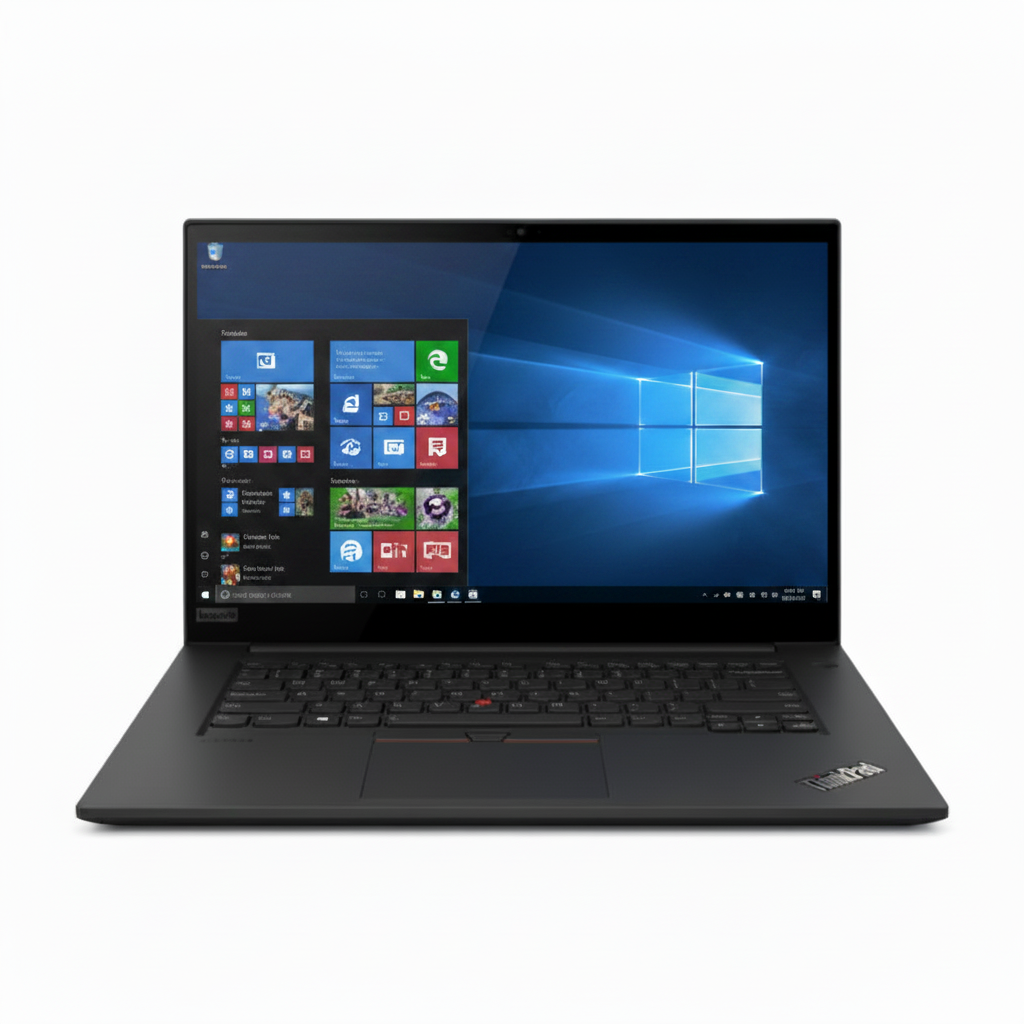 Laptop with Windows operating system on the screen on a white background
